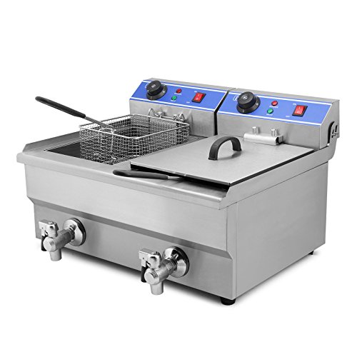 Moracle Freidora Eléctrica Profesional 6000W Freidora 20L Freidora de Patatas Fritas con Cubas Dobles y Temporizador