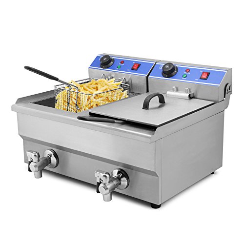 Moracle Freidora Eléctrica Profesional 6000W Freidora 20L Freidora de Patatas Fritas con Cubas Dobles y Temporizador