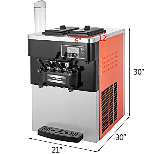 Moracle Máquina de Helados Suaves Comerciales 5.3-7.4Gallones / H 3 Sabores Restaurantes Supermercados 2200W M-826