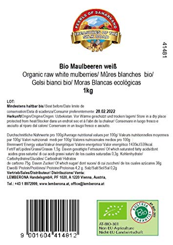 Moras Blancas ecológicas 1 kg deshidratadas crudos eco naturales sin azúcar adicionada organic white mulberries