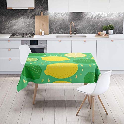 Morbuy Manteles de Mesa Rectangular de Tela,Impermeable Antimanchas 3D Impresión Cuadrada Mantel Prueba de Polvo Lavable para Cocina Salón Jardín Fiesta Comedor (Verde Limón,140x260cm)