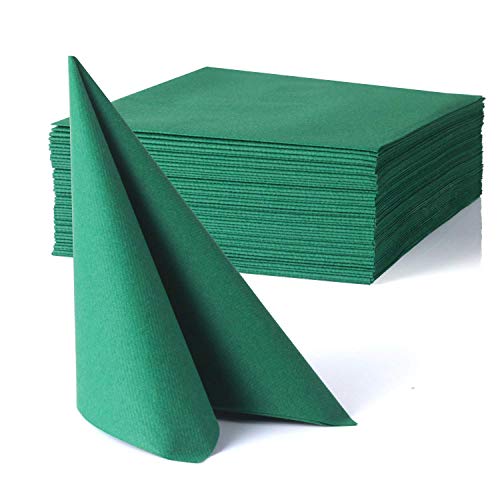 MORGIANA Servilletas Airlaid verdes, servilletas decorativas de tela, servilletas desechables ecológicas para Navidad, día de Patrick, boda, fiesta | 40 cm x 40 cm Paquete de 50 (verde)