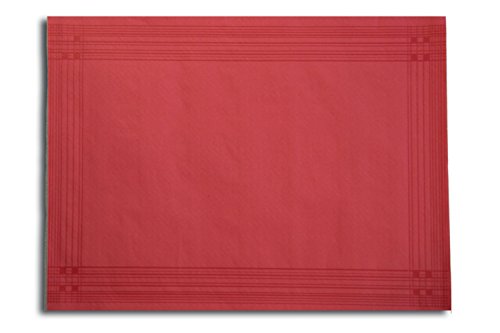 MORIGAMI Mantel Individual, 30 x 40 Cm, Gofrado, 44 Gramos, Cenefa Roja, Set de 800 unidades (MT30110047)