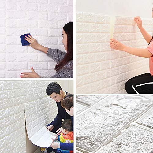 MorNon 3D Papel Pintado 3D Paneles PVC Pared Autoadhesiva Paneles De Pared Adhesivo De Pared De Ladrillo para Un Espacio Hogareño Seguro para La Familia 10Pcs