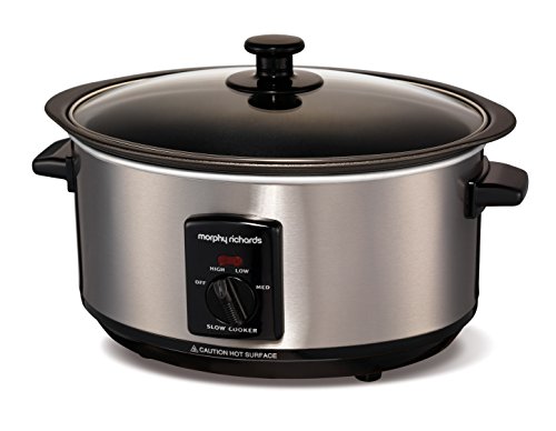 Morphy Richards 48701 163W 3.5L Acero pulido olla de - Cocción lenta (163 W, Giratorio, Acero pulido, Vidrio)