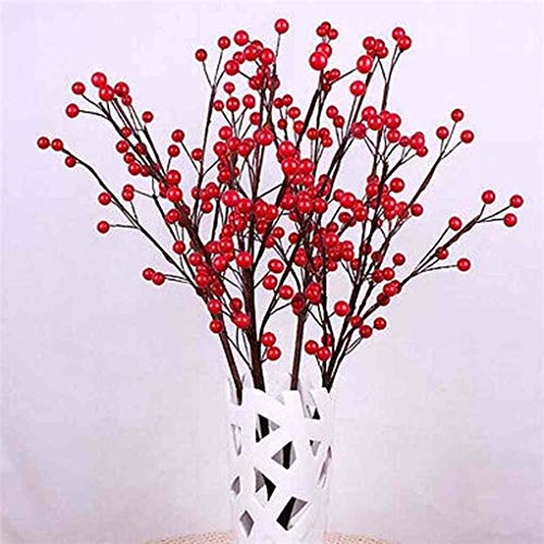 Morza 100 Piezas 8mm Artificial Red Baya del Acebo árbol de Navidad Fuera de la Florida de Navidad Decoración