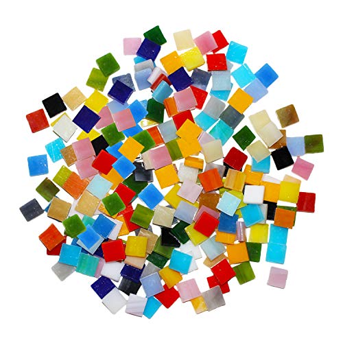 Mosaico (600 piezas) - 3 formas diferentes - Diamante 2 x 1.2cm, Triángulo 1.5cm, Cuadrado 1cm Azulejos esmaltados multicolores para manualidades, decoración del hogar, paredes, marcos de foto, espejo