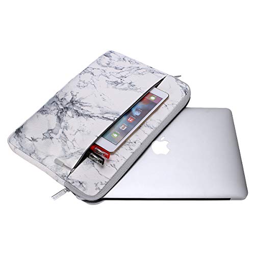 MOSISO Funda Protectora Compatible con 14-15 Pulgadas 2019 2018 2017 2016 MacBook Pro A1990 A1707/DELL Lenovo HP Acer ASUS Samsung de Portátil, Bolsa Blanda de Estilo Mármol Caja Cubierta, Blanco