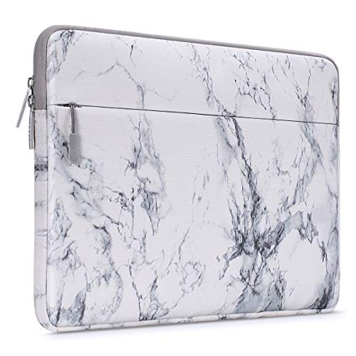 MOSISO Funda Protectora Compatible con 14-15 Pulgadas 2019 2018 2017 2016 MacBook Pro A1990 A1707/DELL Lenovo HP Acer ASUS Samsung de Portátil, Bolsa Blanda de Estilo Mármol Caja Cubierta, Blanco