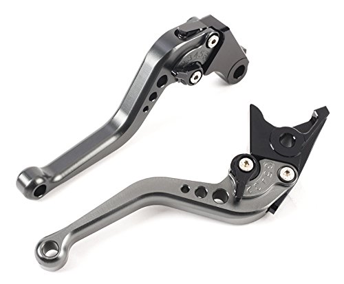 MOTO Frenos y embrague CNC Corto palanca Ajustable aluminio para sport bike HONDA CBR 600 F2,F3,F4,F4i CBR900RR CB599/CB600 HORNET CB919 VTX1300 NC700 S/X un par (F18/H626) SPL028 (TITANIUM)