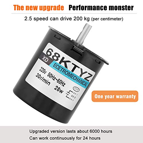 Motor Eléctrico Sincrónico Motor de Baja Velocidad Motor de Imán Permanente CW/CCW 2.5/20/30/110 RPM AC 220V 28W(30 RMP)