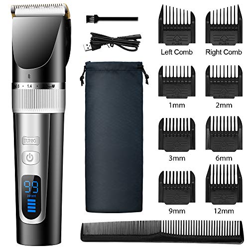 MOULEI Cortapelos Profesional Hombre Máquina de Cortar Pelo Cortador de Pelo Recargable,Barbero Electrico,Recortador de Barba Inalámbrico Y Precisión Afeitadora Corporal para Narizy Orejas