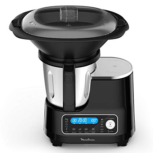 Moulinex ClickChef HF456810 - Robot de cocina multifunción con 5 programas automáticos, robot de cocina compacto 25 funciones, báscula de cocina integrada, cocción al vapor, mezclador 3.6 l, 1400 W