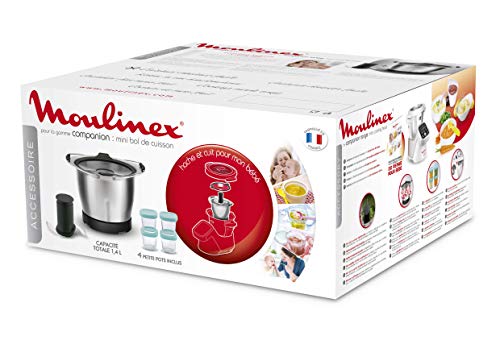 Moulinex i-Companion HF900110 - Robot de cocina Bluetooth 13 programas, 6 accesorios capacidad 6 personas, cuchilla picadora, batidor, mezclador, amasador, triturador, cesta de vapor, bol para bebés