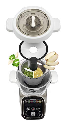 Moulinex i-Companion HF900110 - Robot de cocina Bluetooth 13 programas, 6 accesorios capacidad 6 personas, cuchilla picadora, batidor, mezclador, amasador, triturador, cesta de vapor, bol para bebés