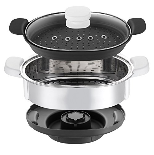 Moulinex i-Companion HF900110 - Robot de cocina Bluetooth 13 programas, hasta 6 personas, incluye cuchilla picadora, batidor, mezclador, amasador, triturador y cesta de vapor, Accesorio cortador