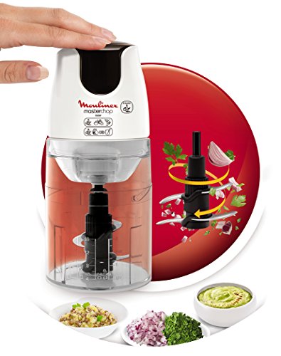 Moulinex Masterchop XL Picadora con 4 Cuchillas, Sistema de Seguridad, 500 W, Negro, Blanco