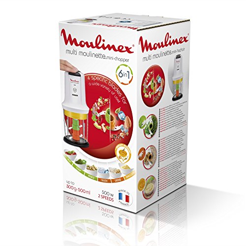 Moulinex Multimoulinette Picadora 6 en 1, 500 W, 2 Velocidades, Blanco