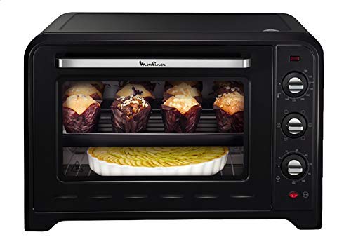 Moulinex Optimo OX4958 - Horno de Convención de 60 L, 6 Modos de Cocción, Termostato hasta 240 y Temporizador hasta 120 Minutos, Bandeja de Horneado y Rejillas Reversibles, Diseño Compacto