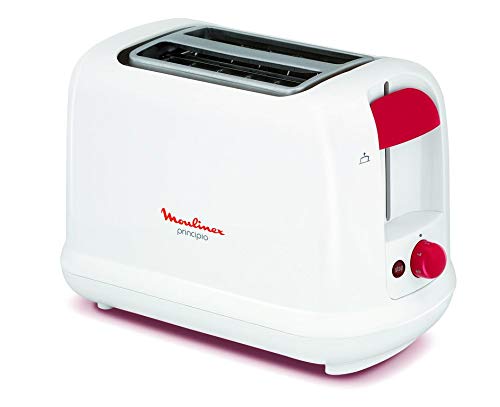 Moulinex Principio LT160111 - Tostadora de dos ranuras cortas con bandeja recoge-migas con 7 niveles de tueste, motor de 850 W, modo descongelación y botón apagado, para gran variedad de pan