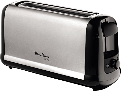 Moulinex Subito LS2608 - Tostadora 1 ranura extragrande, 1000 W y 7 ajustes/tiempo de tostado, función Stop, bandeja recoge-migas, 2 ajustes con iluminación para funciones descongelar y recalentar