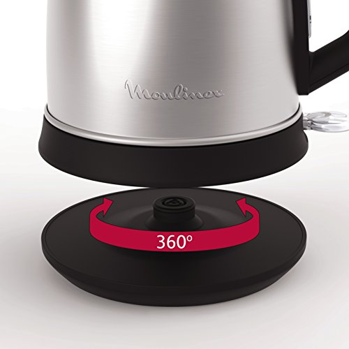 Moulinex Subito Select BY550D Hervidor Eléctrico 2400 W con 1.7 L de Acero Inoxidable, indicador de Nivel de Agua, Tapa con bisagras de Apertura, Filtro antical extraíble y de Color Negro, 1.7 litros