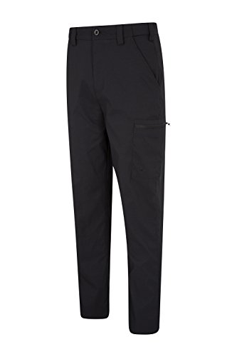 Mountain Warehouse Pantalones Elásticos Hombre Trek - Pantalones Ligeros, elásticos, fáciles de Transportar, para Senderismo y Viajes Negro 44W