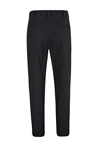 Mountain Warehouse Pantalones Elásticos Hombre Trek - Pantalones Ligeros, elásticos, fáciles de Transportar, para Senderismo y Viajes Negro 44W