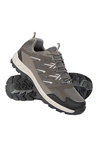 Mountain Warehouse Zapatos para Hombre Highline II - Zapatos para Caminar de Gamuza y Malla, Plantilla de Goma EVA, Suela con Agarre - para Acampada y Senderismo Gris Oscuro 42