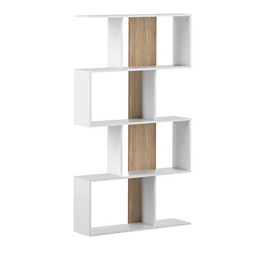 Movian Ercina - Librería, 89 x 25 x 165 cm (largo x ancho x alto), roble y blanco