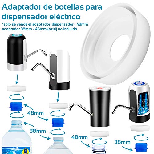 MovilCom® - Adaptador de Botella para dispensador de Agua Eléctrico Compatible con Botellas 5, 6, 8, 10, 12 litros | para Botellas o adaptadores con diámetro 48mm (48mm)