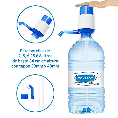 MovilCom® - Dispensador Agua para garrafas | Dosificador Agua garrafas Compatible con Botellas (Pet) de 2,5, 3, 5, 6, 8 y 10 litros | para Botellas con el tapón diámetro 38mm y 48mm