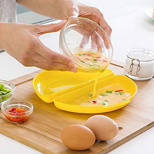 MovilCom® - Recipiente microondas, cuece Huevos Especial para Tortilla microondas | Cocinar Huevos Microondas | Tortilla Francesa microondas | BPA Free | Amarillo