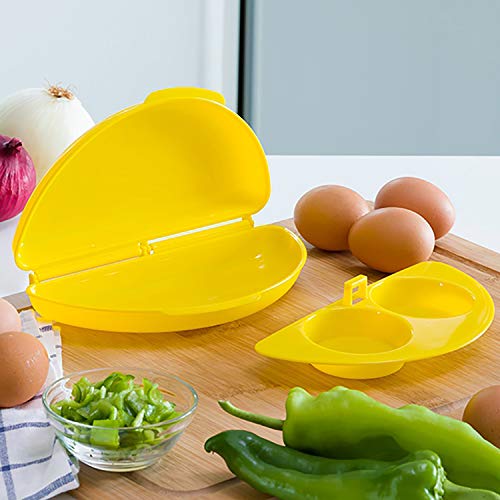 MovilCom® - Recipiente microondas, cuece Huevos Especial para Tortilla microondas | Cocinar Huevos Microondas | Tortilla Francesa microondas | BPA Free | Amarillo