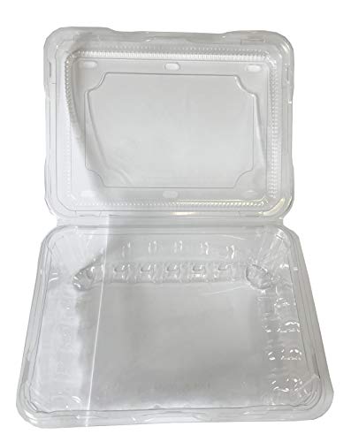 Movilideas - 50 Unidades de Envases de Almacenamiento de Ensalada de 1 Litro con bisagra Redondas Comida rápida Caja Transparente desechable Tapas de plástico Almacenamiento