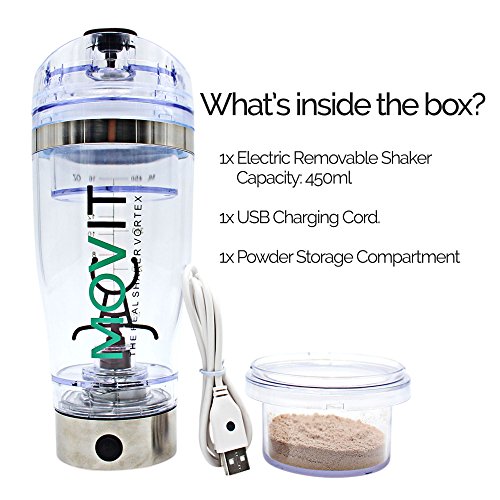 Movit Shaker Electrico USB - vaso mezclador proteinas coctelera eléctrica, agitador batidos de proteina vortex mixer recargable - Mix botellas Gimnasio automático profesional