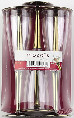 MOZAIK 6 copas de champán de plástico en color dorado (100ml)