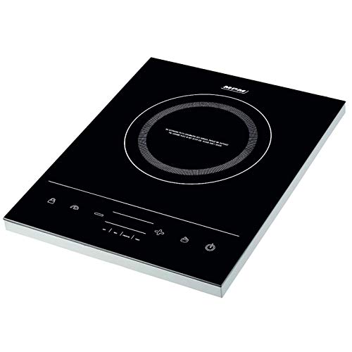 Mpm MKE-06 Placa de Inducción Portátil, superficie de cristal, Control Táctil, 10 niveles de Potencia, Temporizador, Programable, 1800 W, Negro