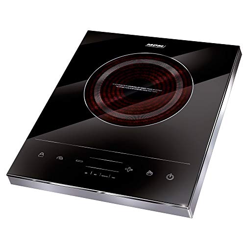 Mpm MKE-06 Placa de Inducción Portátil, superficie de cristal, Control Táctil, 10 niveles de Potencia, Temporizador, Programable, 1800 W, Negro