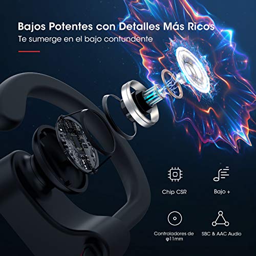 Mpow Auriculares Bluetooth Deportivos, Flame Inalámbricos Running IPX7 Impermeable Cascos V5.0 In-Ear, Correr con Micrófono, Cancelación de Ruido Gimnasio,Viajes,Deporte