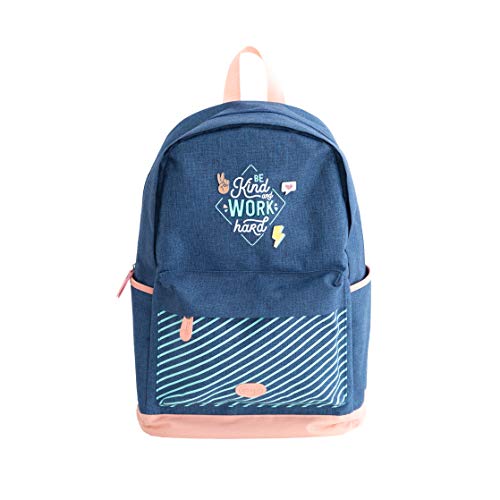 Mr. Wonderful Mochila Azul, Backpack - Be kind and work hard Unisex niños, Multicolor, Talla única