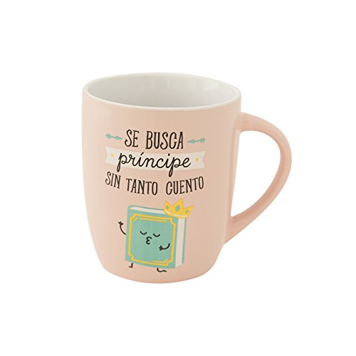 Mr. Wonderful Taza con mensaje "Se busca príncipe sin tanto cuento"