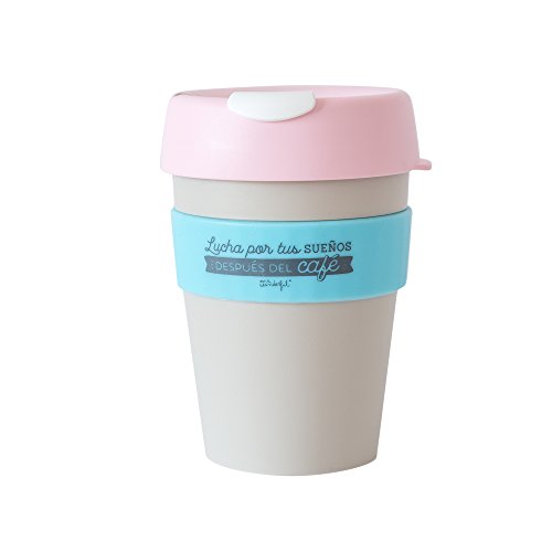 Mr. Wonderful Taza reutilizable KeepCup "Lucha por tus sueños después del café", mediana