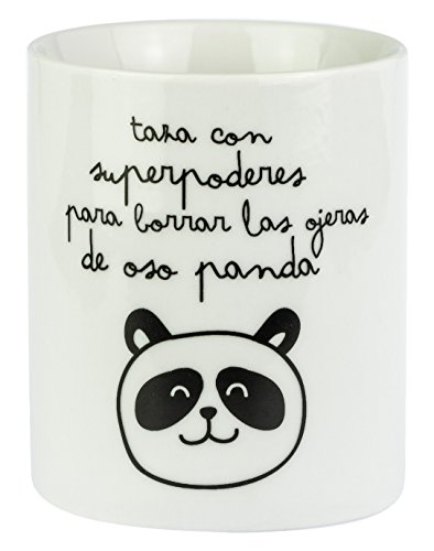 Mr. Wonderful Taza Superpoderes para borrar Las ojeras de Oso Panda, Porcelana, Multicolor, 7 cm