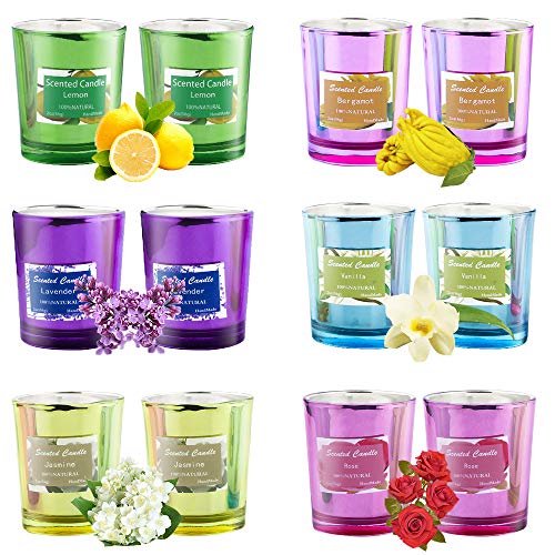 mreechan Vela perfumada,perfumada,Set de 12 Velas perfumadas en conserva de Vidrio de Regalo Decorativo para Velas, Adecuado para Navidad, cumpleaños, San Valentín, etc.