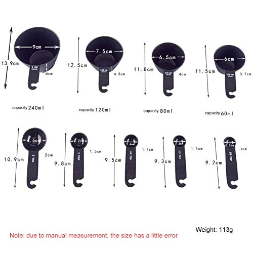 Mrinb 9CS Juego de cucharas medidoras para hornear, cuchara medidora de plástico, juego de tazas medidoras, herramienta para hornear pasteles, juego de bricolaje