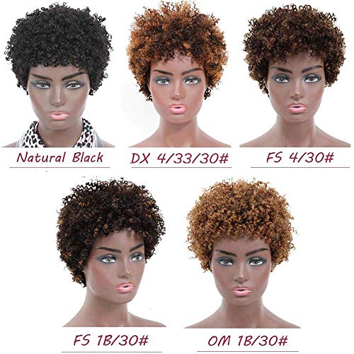 Ms Taj Corto Afro Rizado Rizado Pelucas de cabello humano para mujeres negras Virgen brasileña Corto Rizado Afro Pelucas Cabello humano Densidad 150% Sin procesar corto rizado pelucas para mujeres