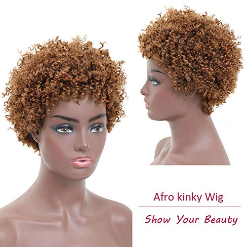 Ms Taj Corto Afro Rizado Rizado Pelucas de cabello humano para mujeres negras Virgen brasileña Corto Rizado Afro Pelucas Cabello humano Densidad 150% Sin procesar corto rizado pelucas para mujeres