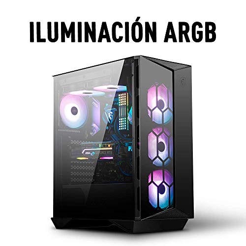 MSI MPG GUNGNIR 110R - Caja de PC (Ventiladores ARGB incorporados, Vidrio Templado de 4 mm, ATX estándar, Filtro magnético) Negro