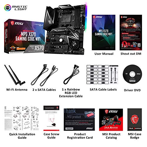 MSI Mpg X570 Gaming Edge Wi-Fi - Placa Base (Chipset AMD X570, DDR4, Audio Boost, Intel Lan, Socket AM4, Wi-Fi, HDMI, Soporta AMD Pocesadores) Color Negro